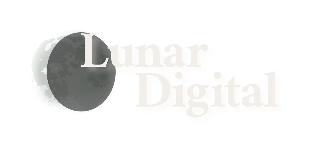 Lunar Digital's logo, a glowing moon with the word 'Lunar' above the word 'Digital'
